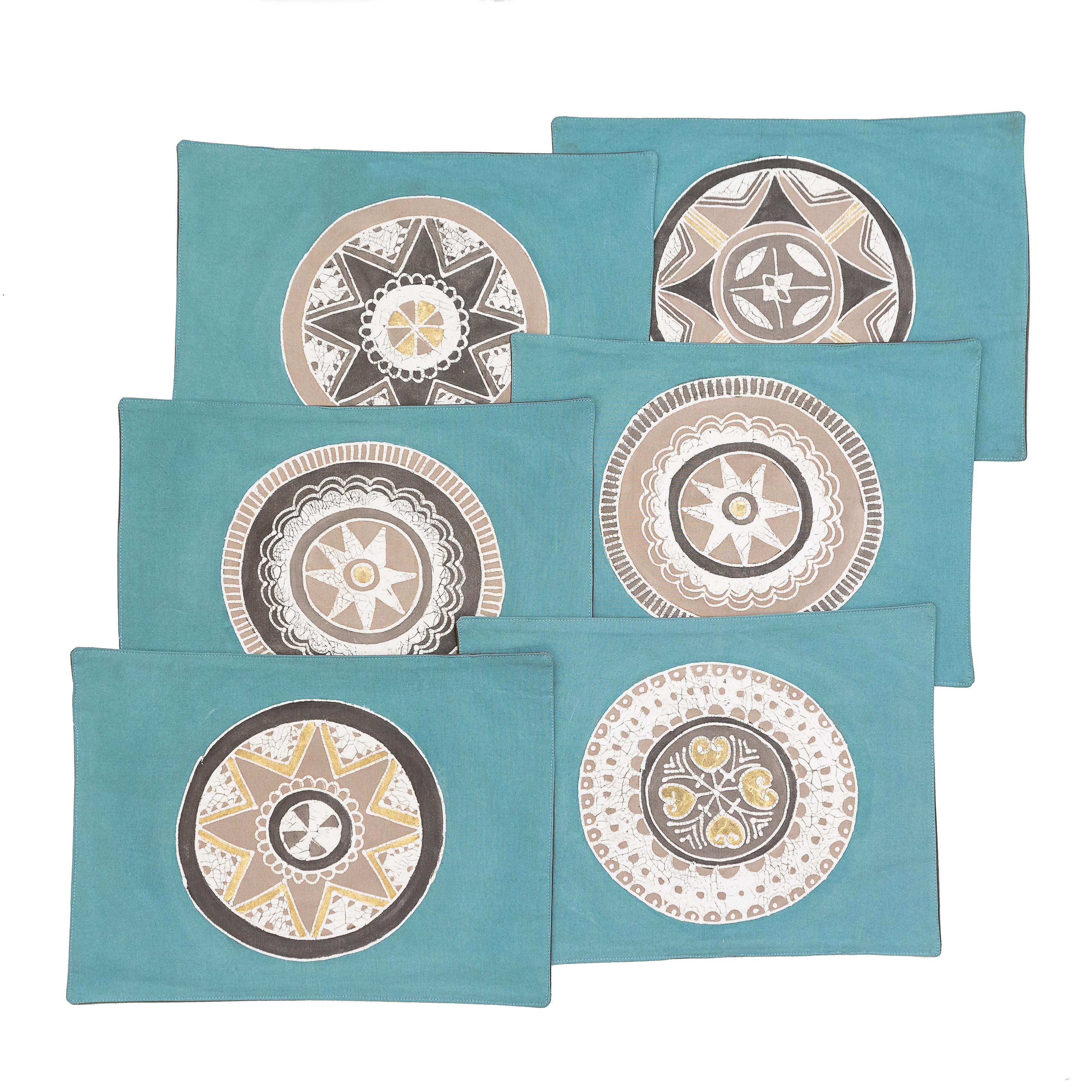 African Circles Teal Collection Table Mats