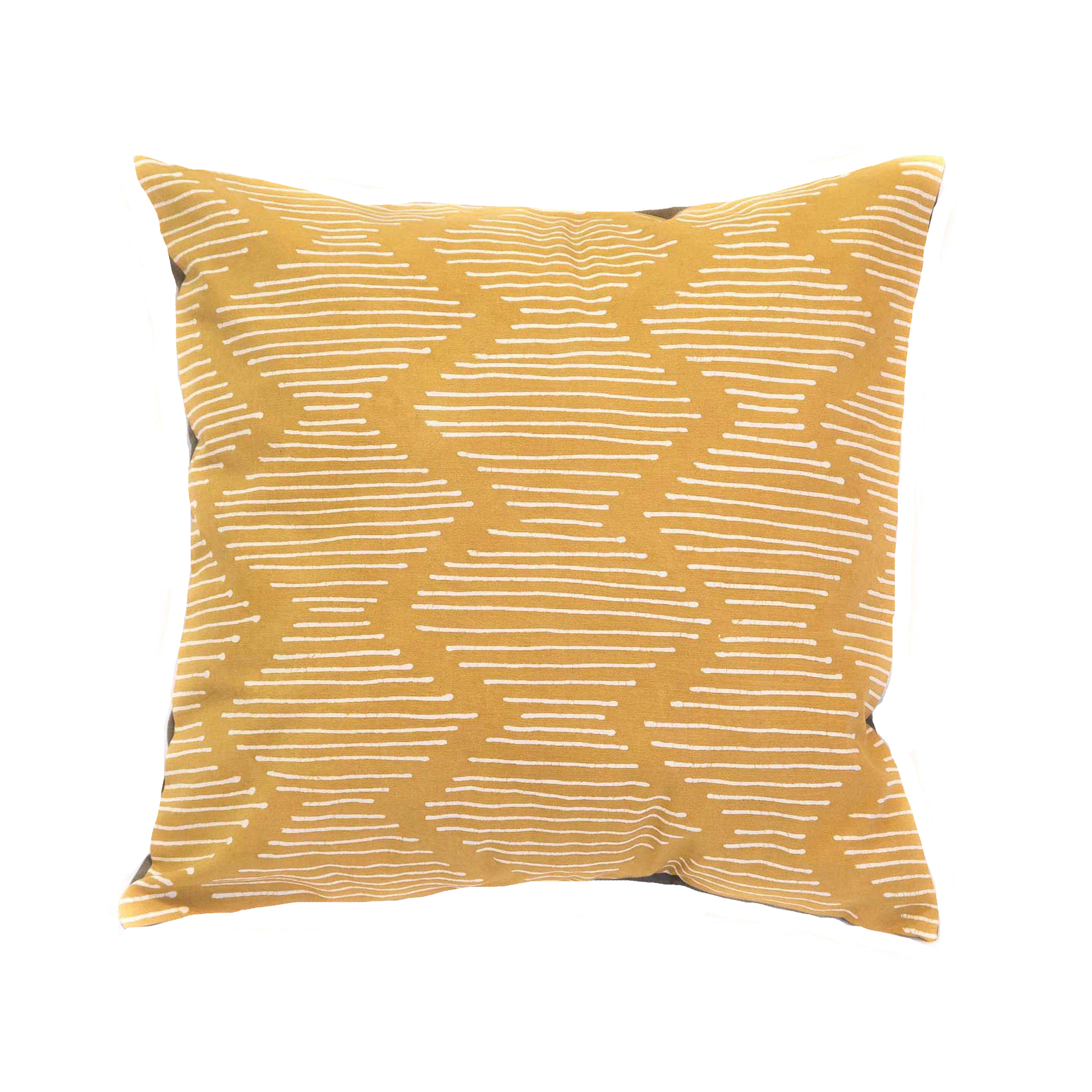 Beautiful bright mustard yellow cushion cover, adorned interesting wave pattern.