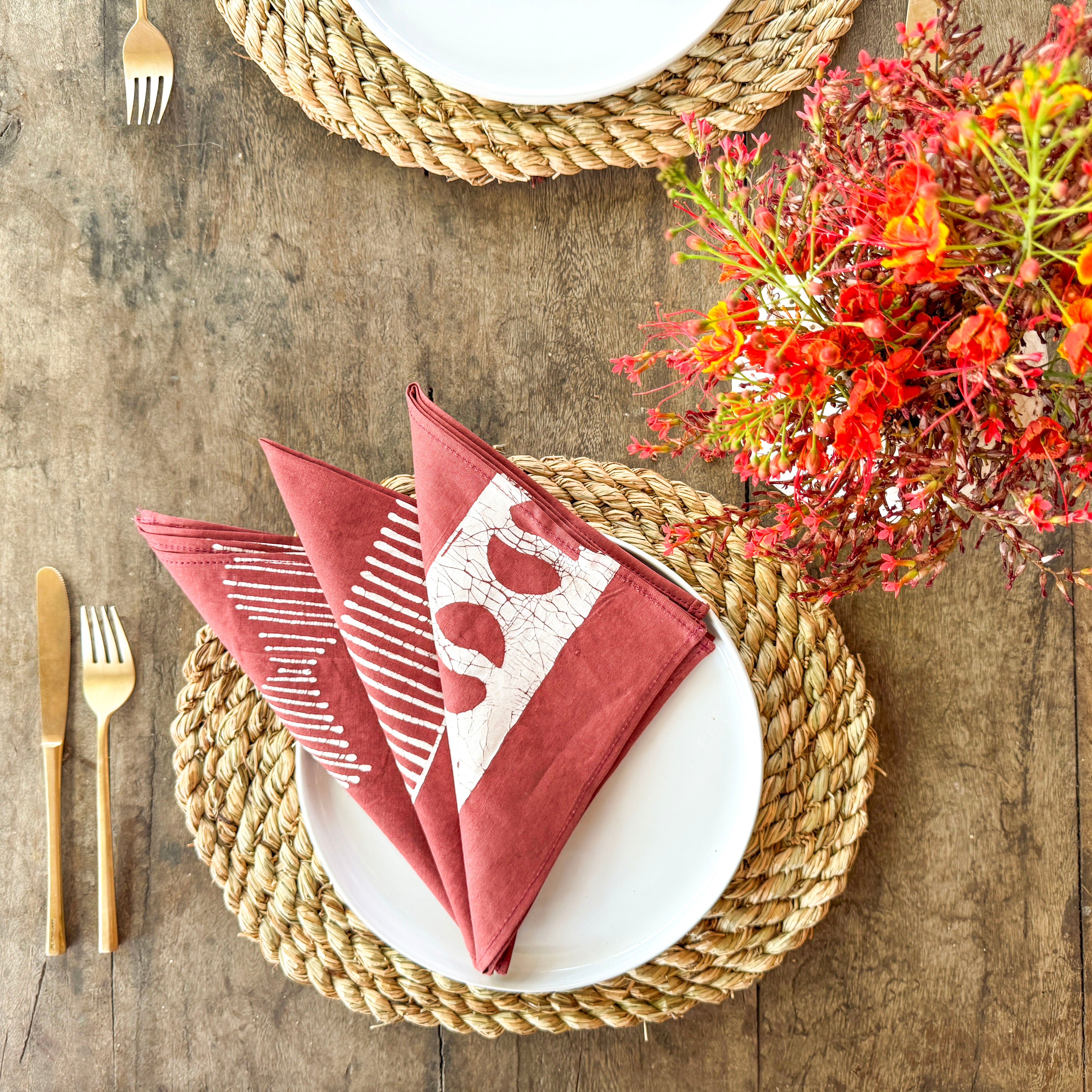 Tribal Cloth Crimson -  Napkin Set