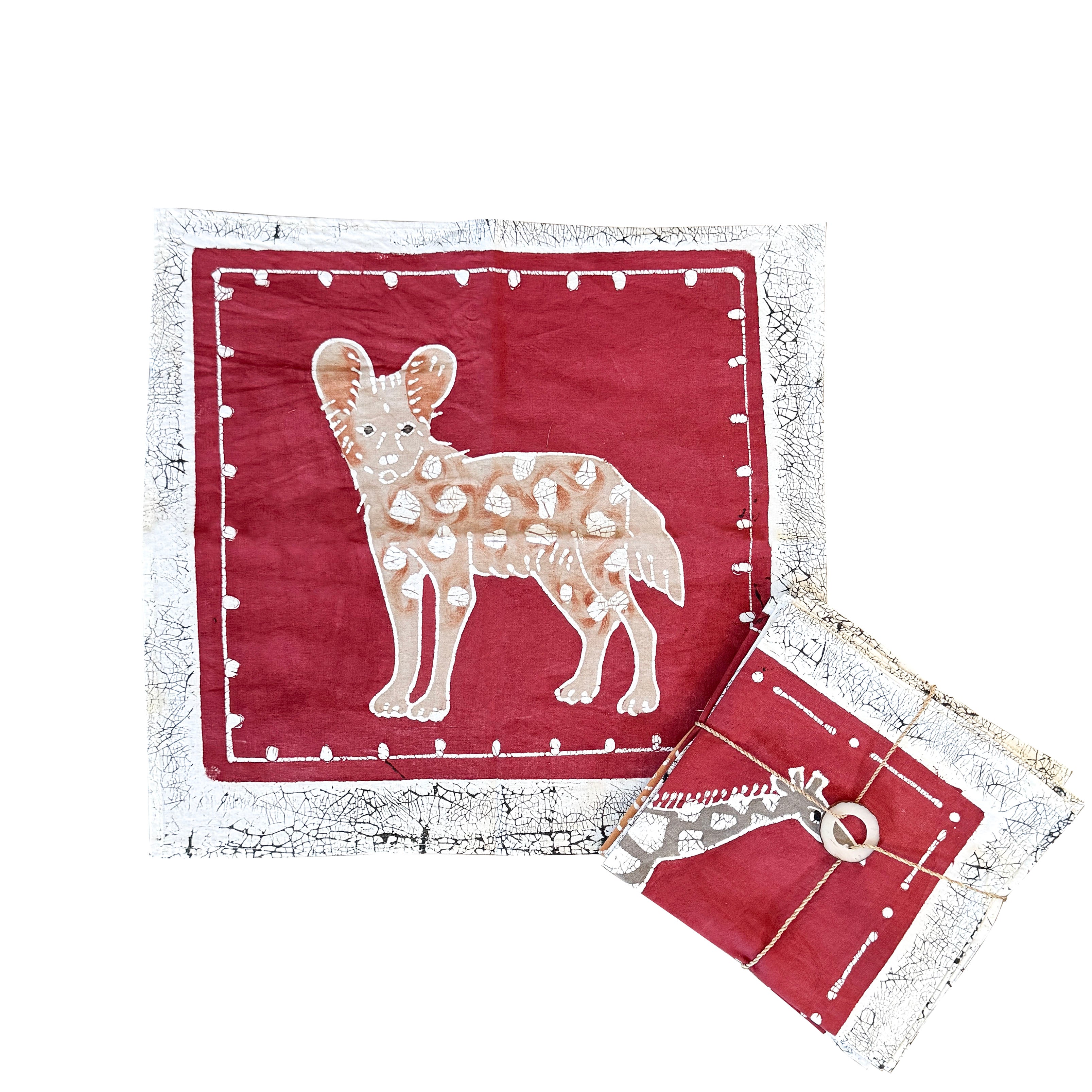 Wild animal fabric napkin set, in red