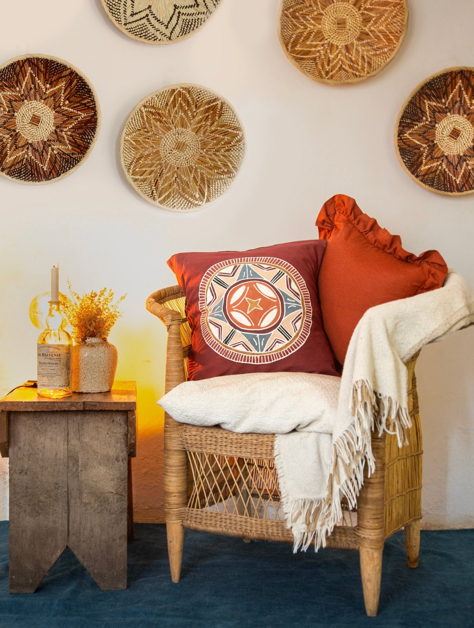 African Circles Massai Red Cushion Cover - Handmade by TRIBAL TEXTILES - Handcrafted Home Decor Interiors - African Made