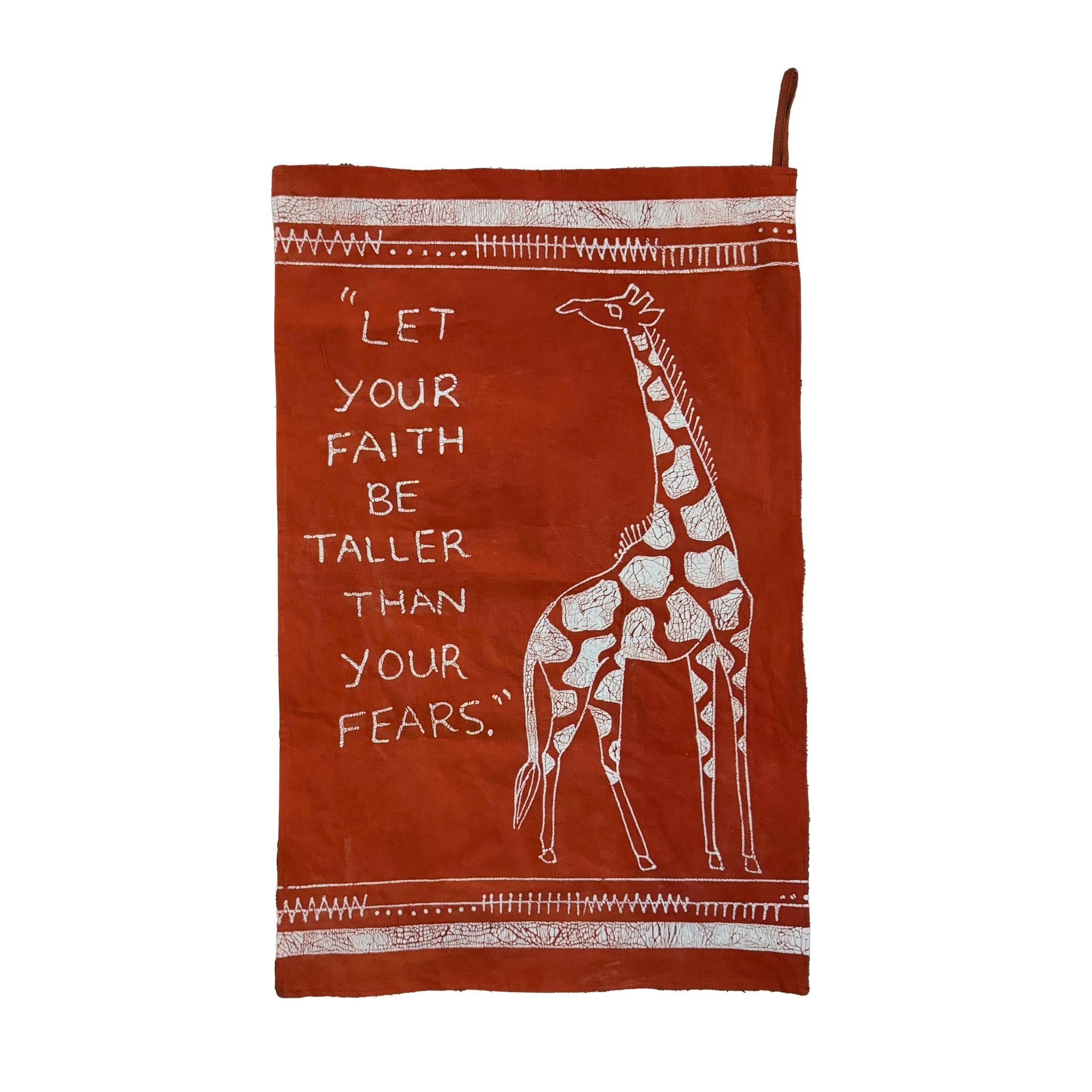 Red giraffe drawning tea towel for your kitchen.