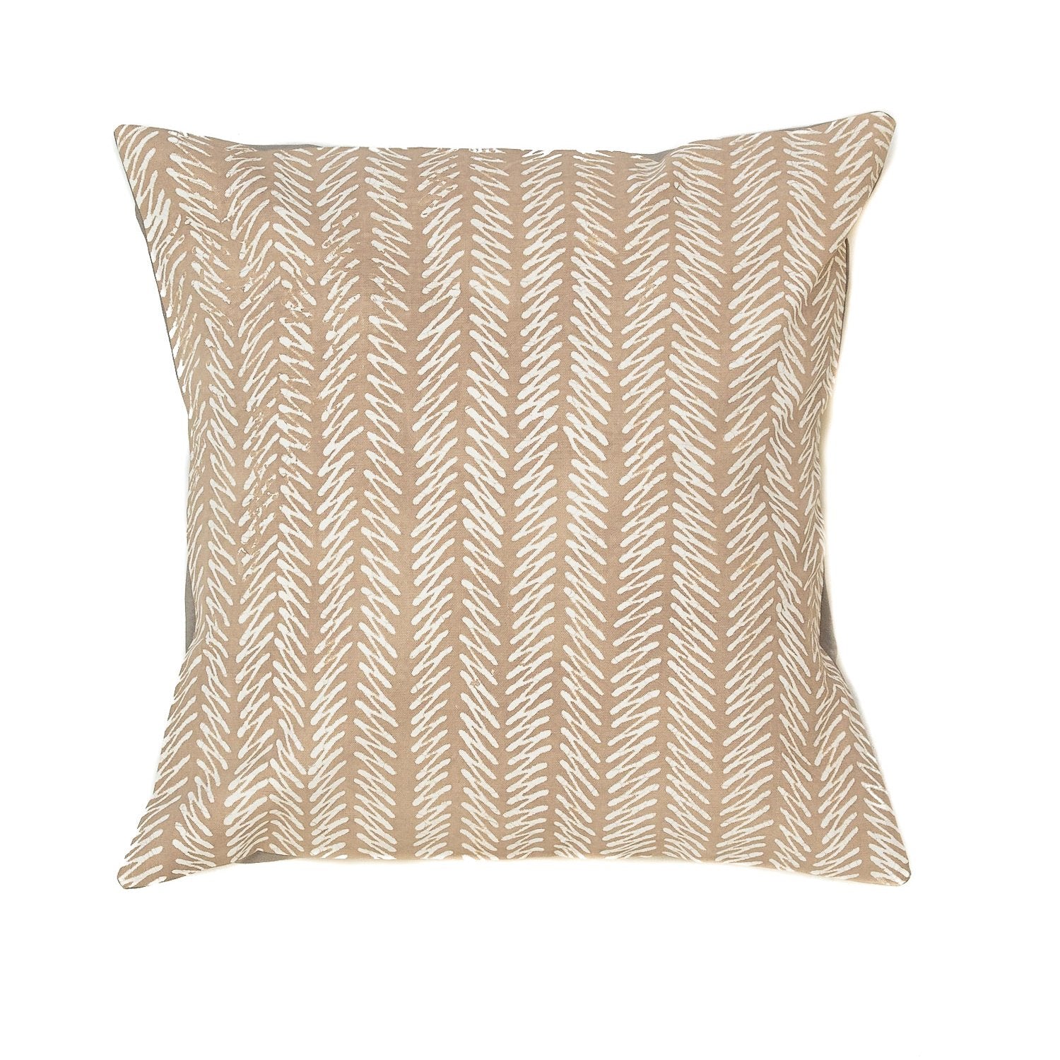 The perfect neutral cushion cover in beige adorned with an elegant squiggle pattern.