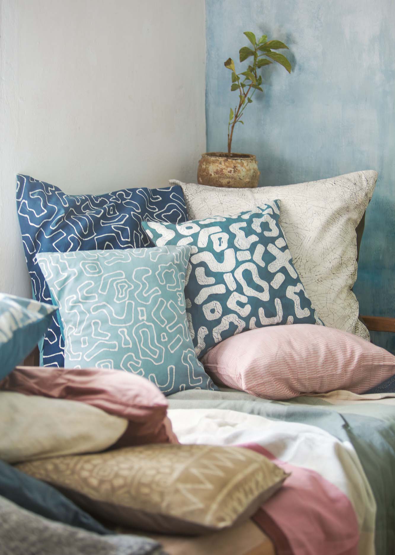 African made teal cushion cover, the perfect shade and fabric to feel fabulously fresh and sustainable in your  home.