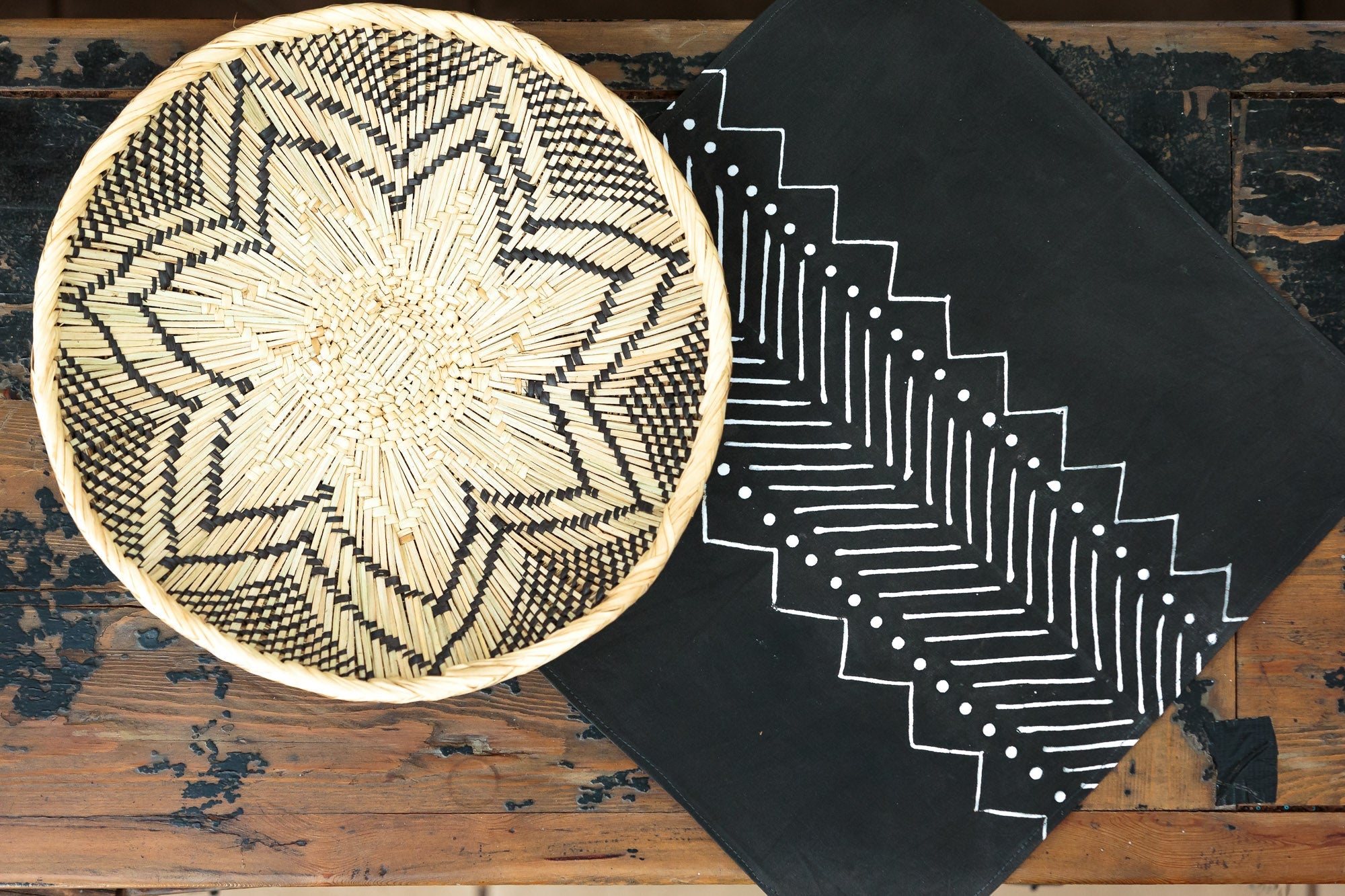 Matika Black Linear Napkin Set - Handmade by TRIBAL TEXTILES - Handcrafted Home Decor Interiors - African Made