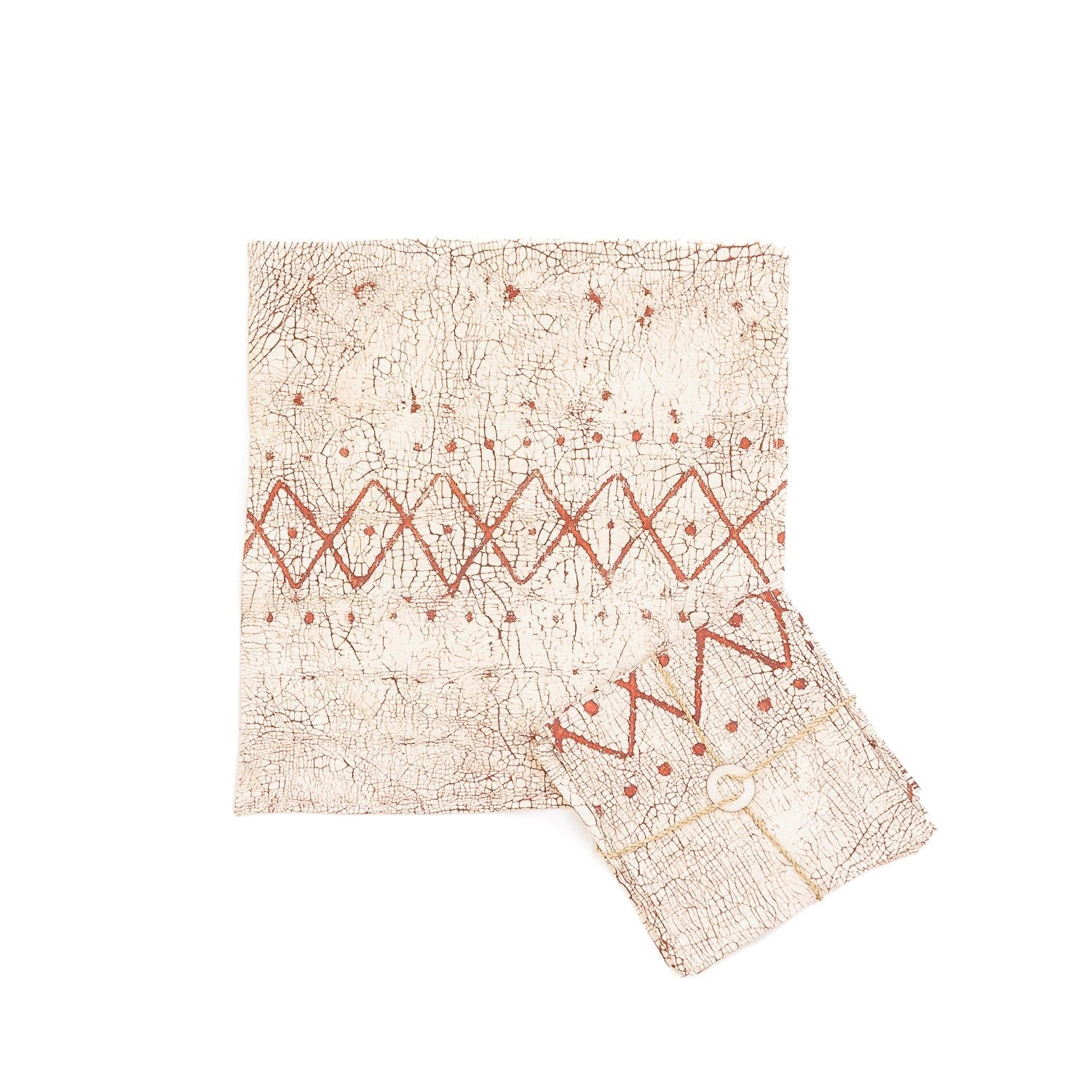 The perfect white and rust bohemian chic napkin set, made for sustainable elegance, made from 100% cotton.