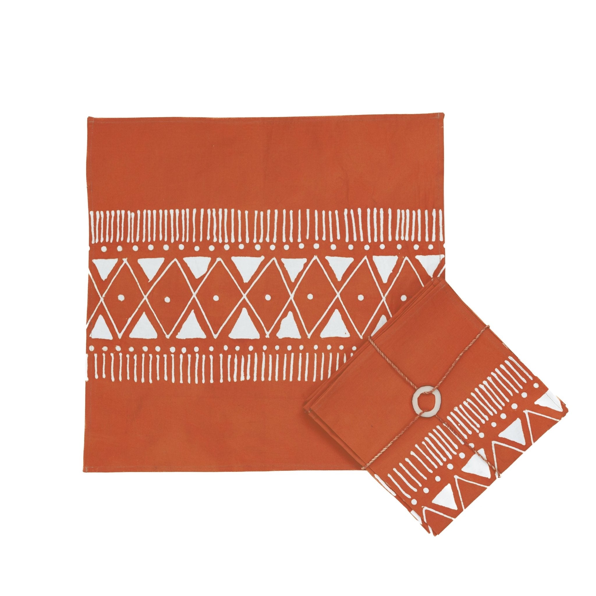 Matika Rust Linear Napkin Set - Handmade by TRIBAL TEXTILES - Handcrafted Home Decor Interiors - African Made