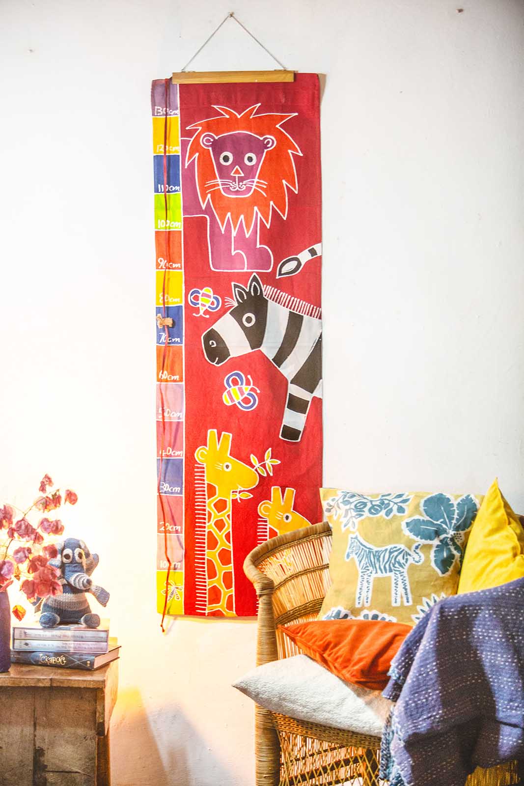 Safari Fun Kids' Height Chart - Hand Painted by TRIBAL TEXTILES - Handcrafted Home Decor Interiors - African Made