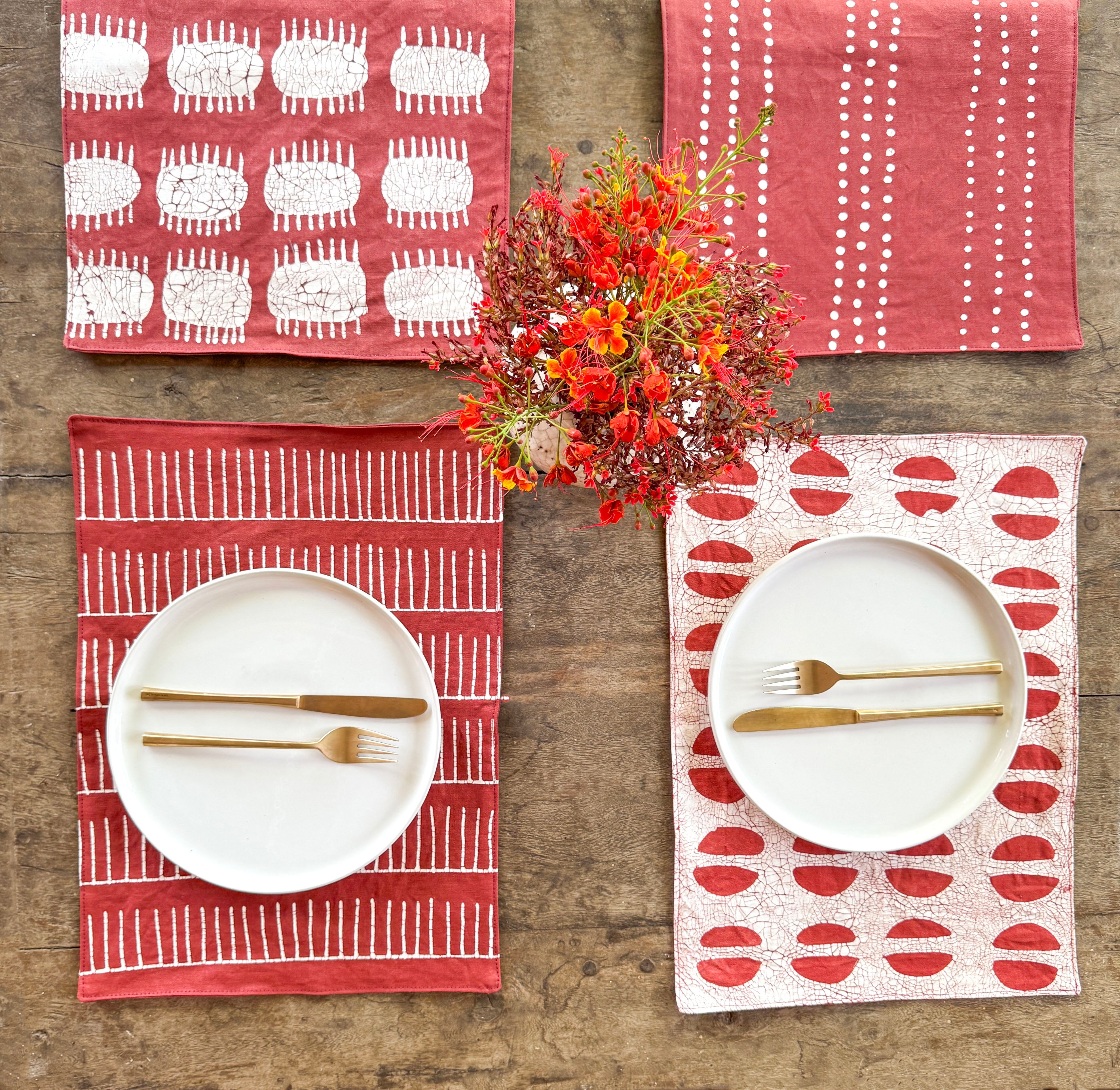 Tribal Cloth Crimson - Assorted Table Mats