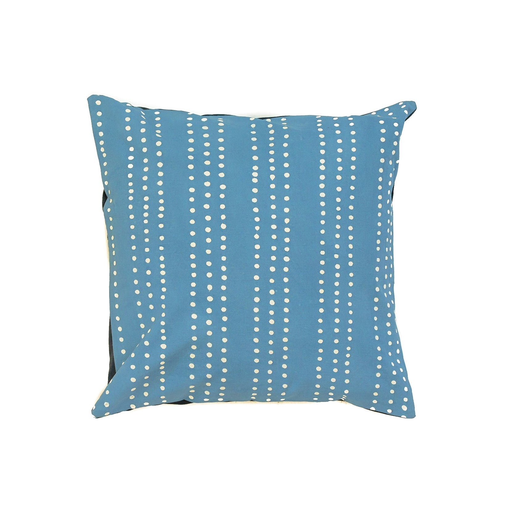 The perfect baby blue cushion cover, made from 100% cotton with a detailed small dot pattern.