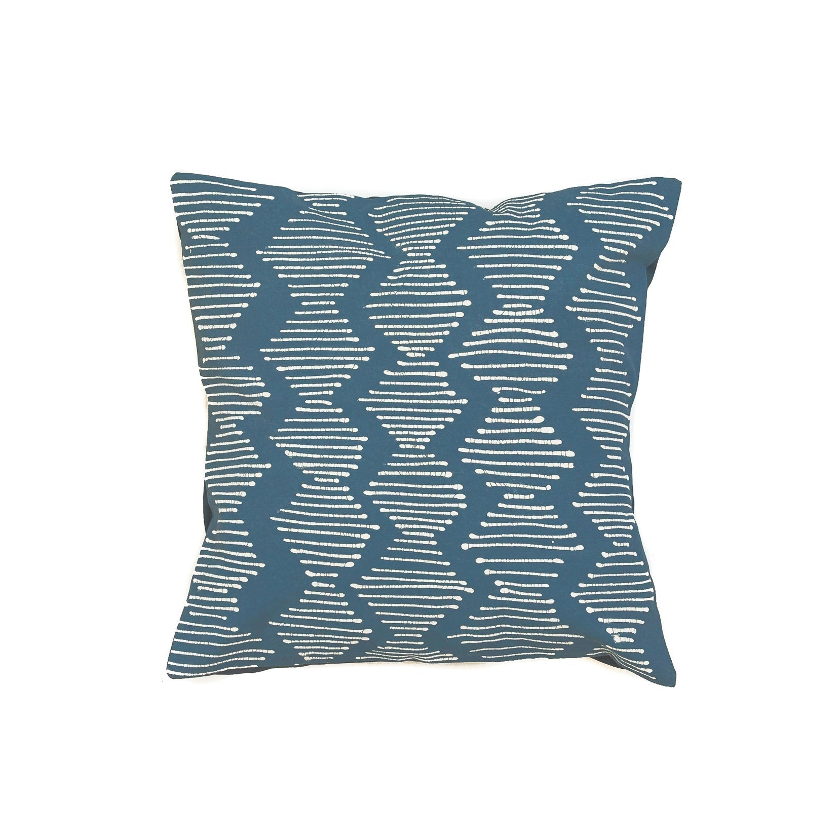 Tribal Cloth Indigo Line Wave Cushion Cover - Handmade with 100% cotton and chic patterns.