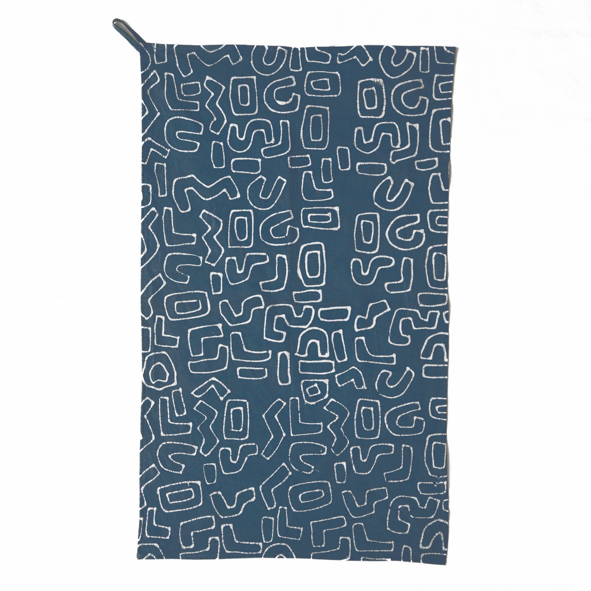 African-inspired Kuba Blue kitchen towel, reusable and stylish in indigo