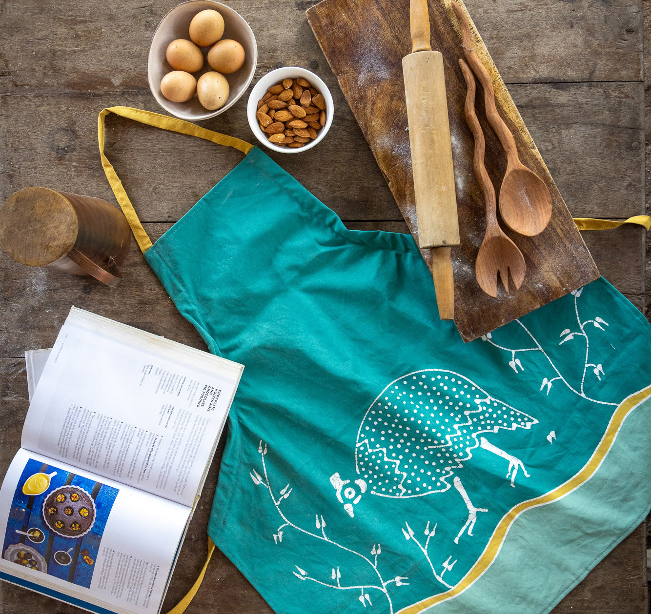 Zobisika Guinea Fowl Apron Aqua