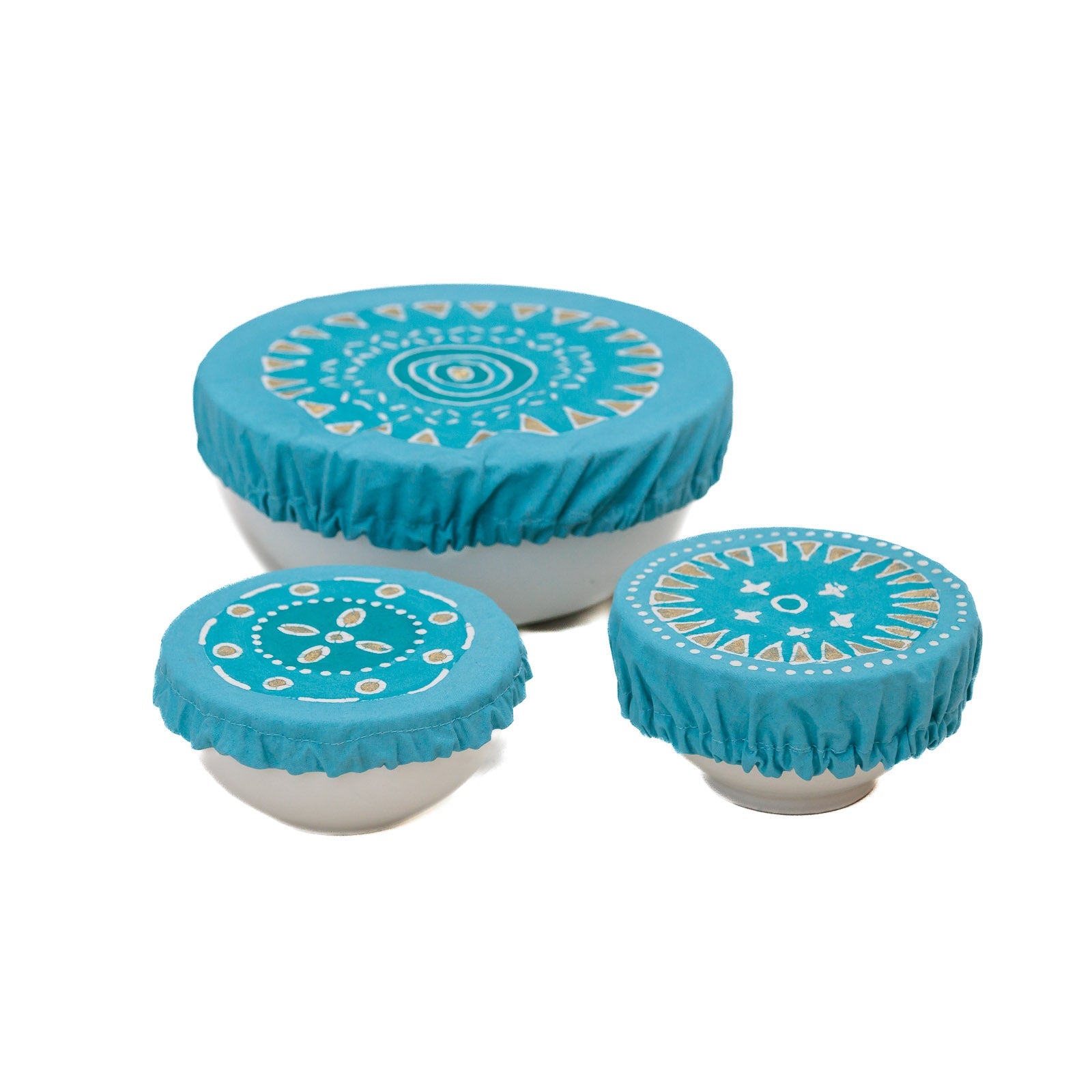 Kuosi Aqua Bowl Covers Set - Hand-made bright blue bowl covers to keep your food fashionably fresh.