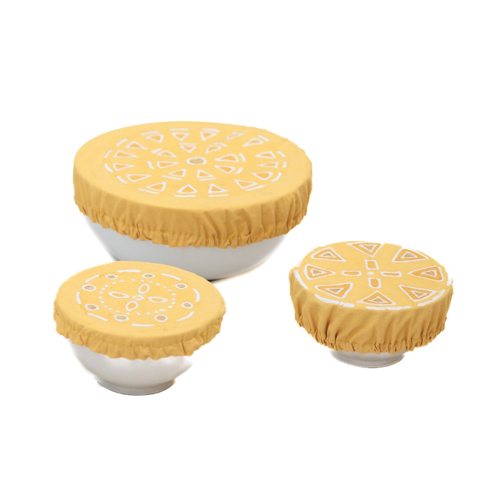 Keep your food fashionably fresh with our 100% cotton bright yellow bowl covers.